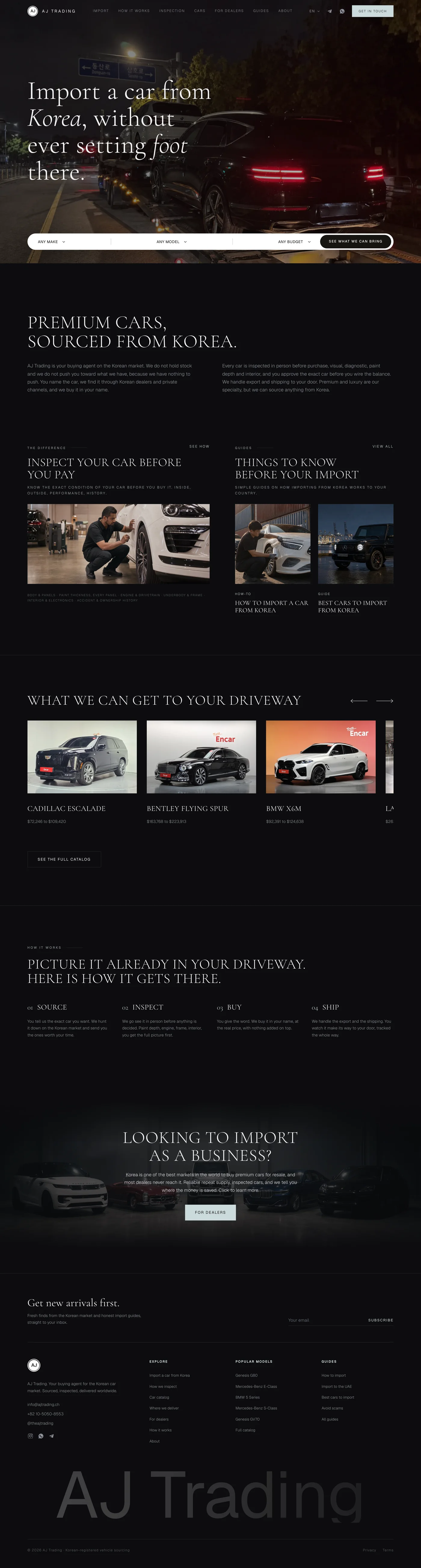 AJ Trading homepage