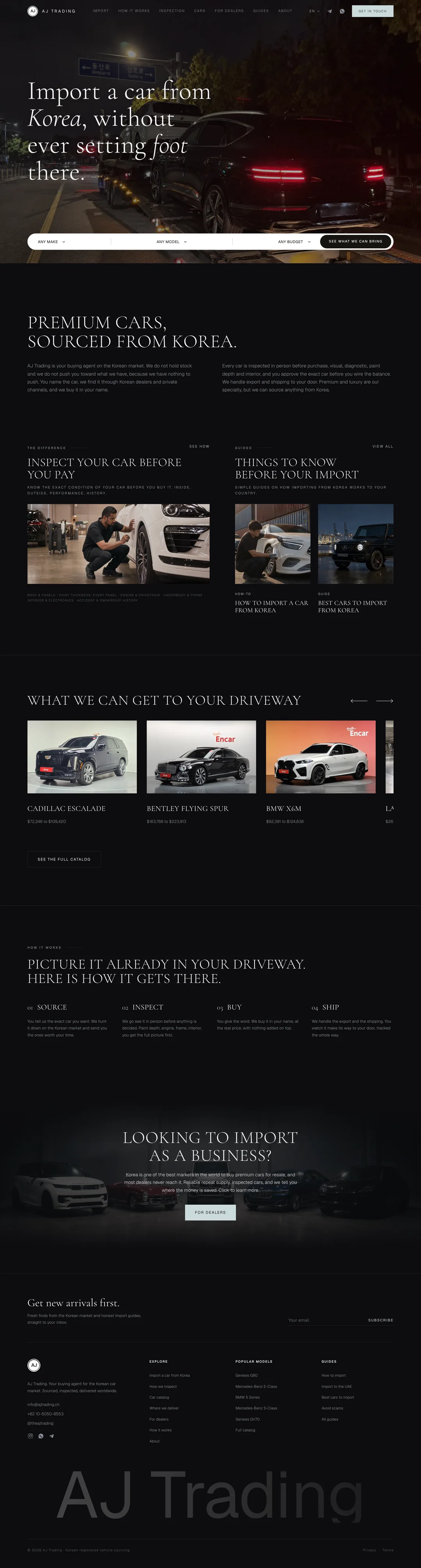 AJ Trading full homepage
