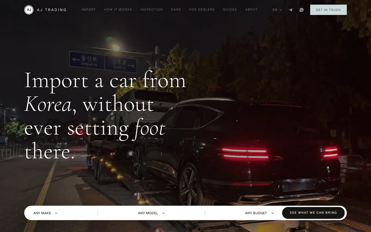 AJ Trading website built by Senno